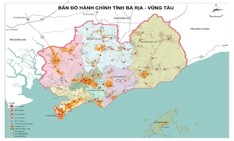 Bản đồ hành chính tỉnh Bà Rịa - Vũng Tàu