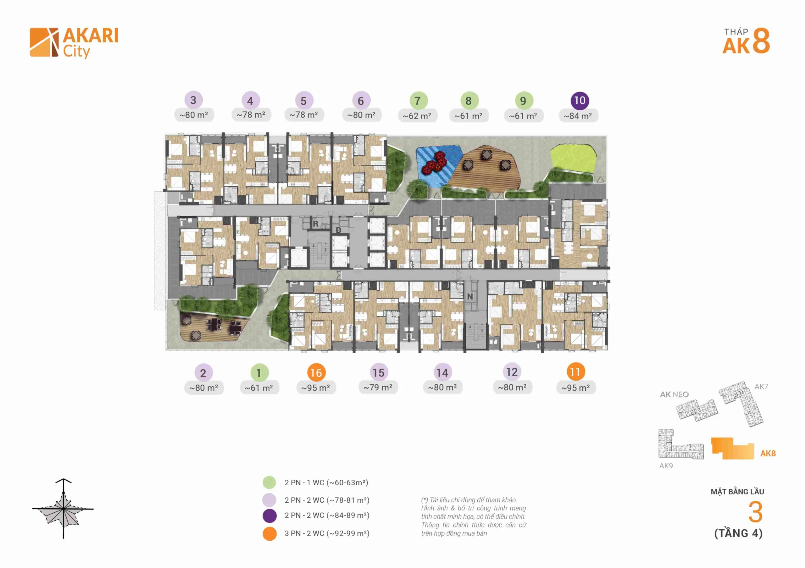 Mặt bằng AK 8 - TẦNG 3