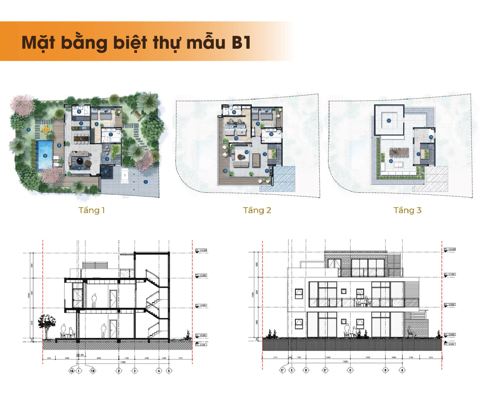 Sơ đồ mặt bằng biệt thự mẫu B1