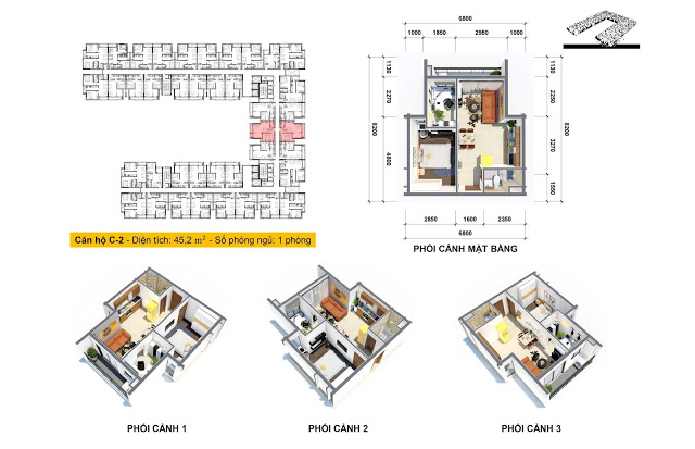 Thiết kế mẫu căn hộ C-2 Osimi Phú Mỹ