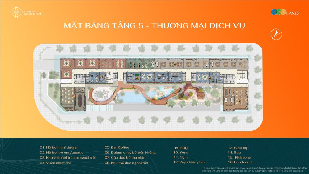 Hình ảnh mô tả mặt bằng tầng 1 - tầng 5 tại Vung Tau Centre Point ( nguồn: TPI Land)