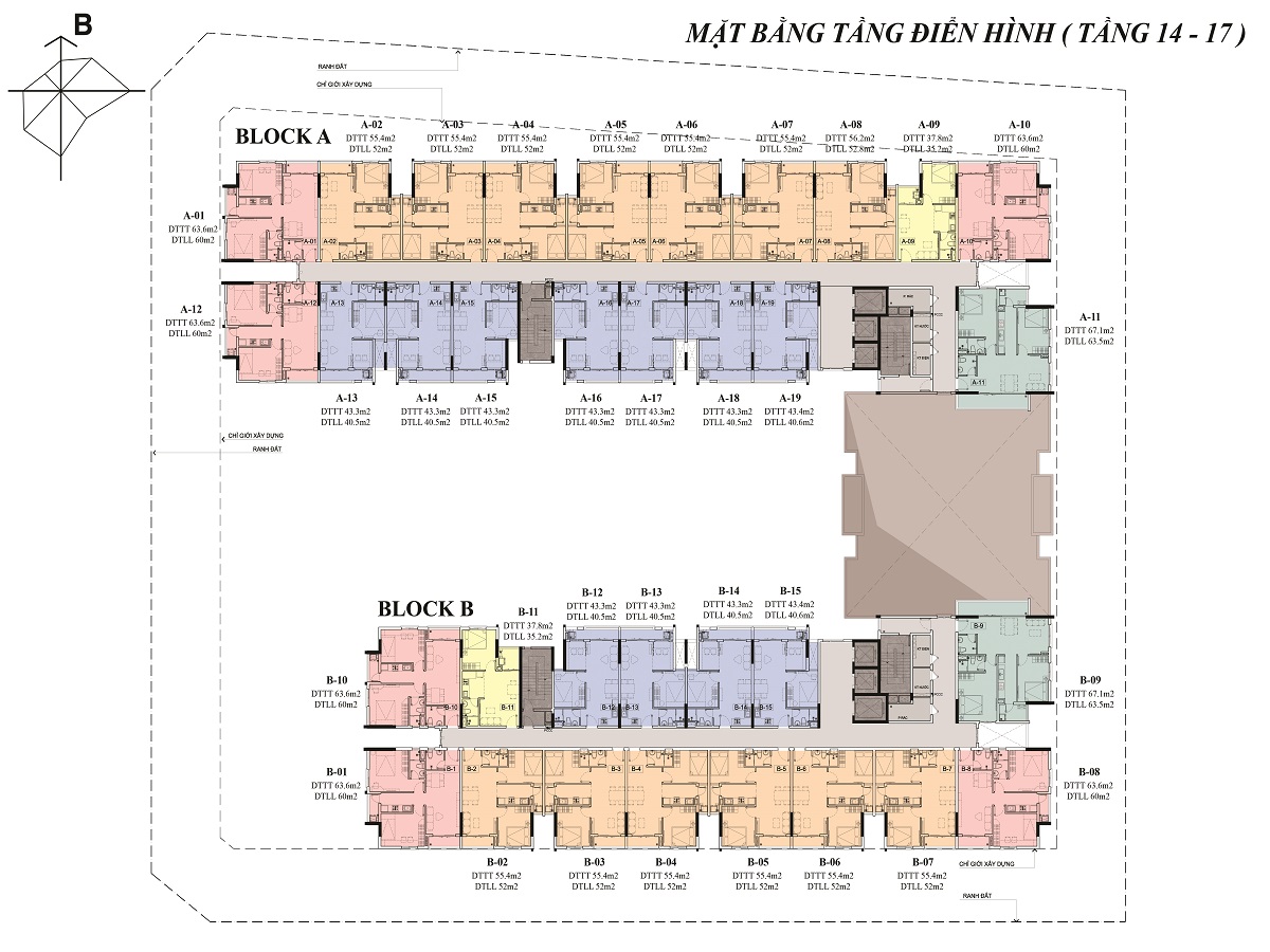 Mặt bằng tầng 14-17 của căn hộ Osimi Phú Mỹ