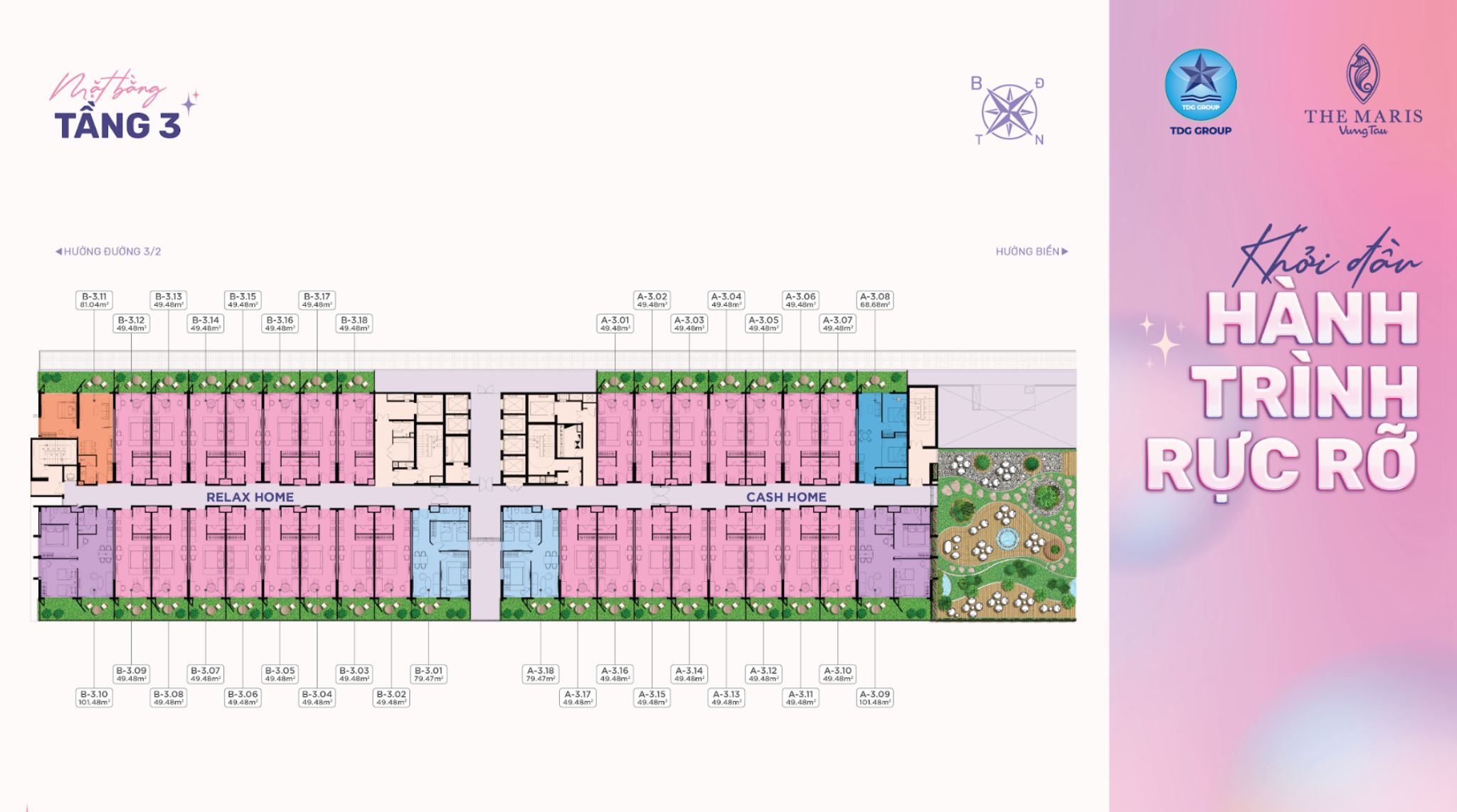 Mặt bằng tầng 3 căn hộ Polaris - The Maris Vũng Tàu Villa & Apartment