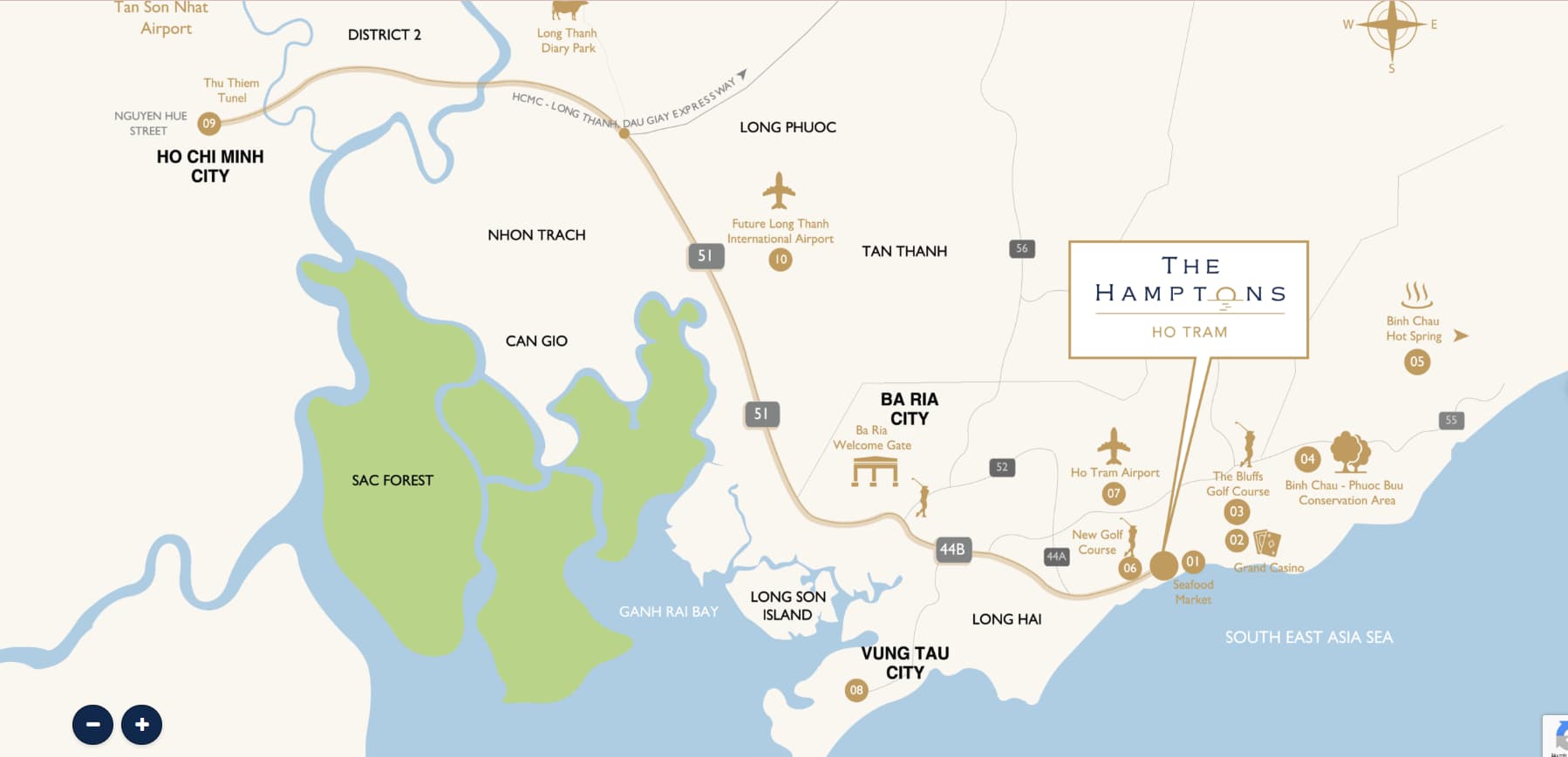 Ban do vi tri cua du an The Hamptons Ho Tram