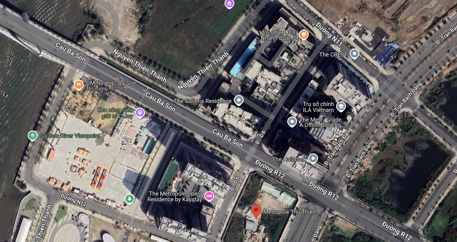 Hinh anh chup tu Google Map du an The Opusk Thu Thiem