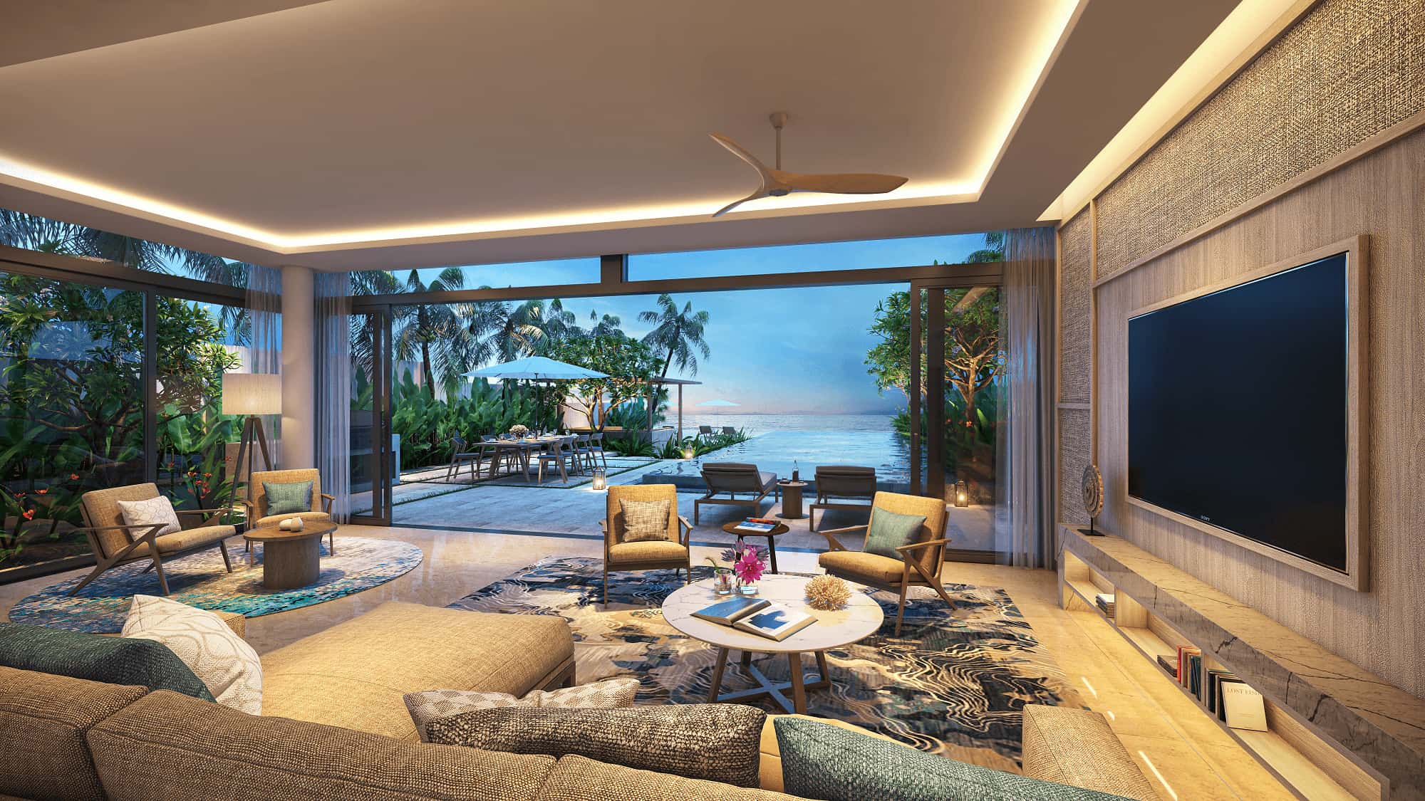 Phong khach can Beachfront Villa (1) The Hamptons Ho Tram