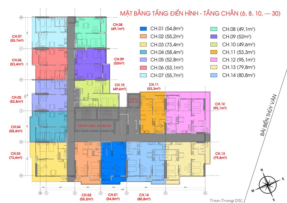 Mặt bằng tầng chẵn/lẻ của căn hộ CSJ Vũng Tàu