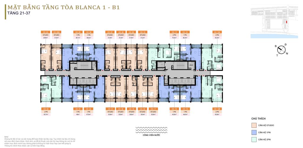 Mặt bằng tầng tháp B1 của Blanca Tower Naus