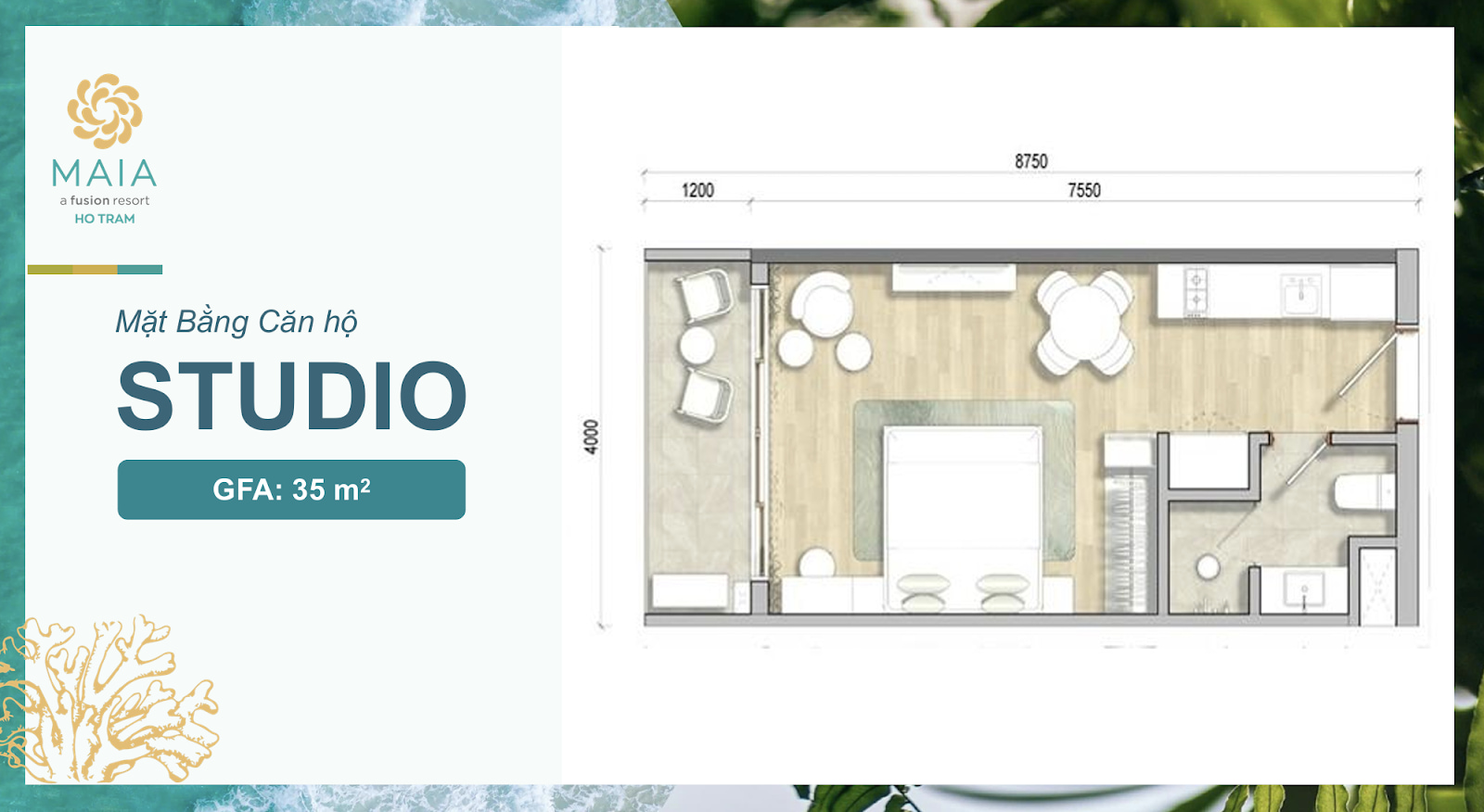 Tam view can ho MAIA resort ho tram layout studio