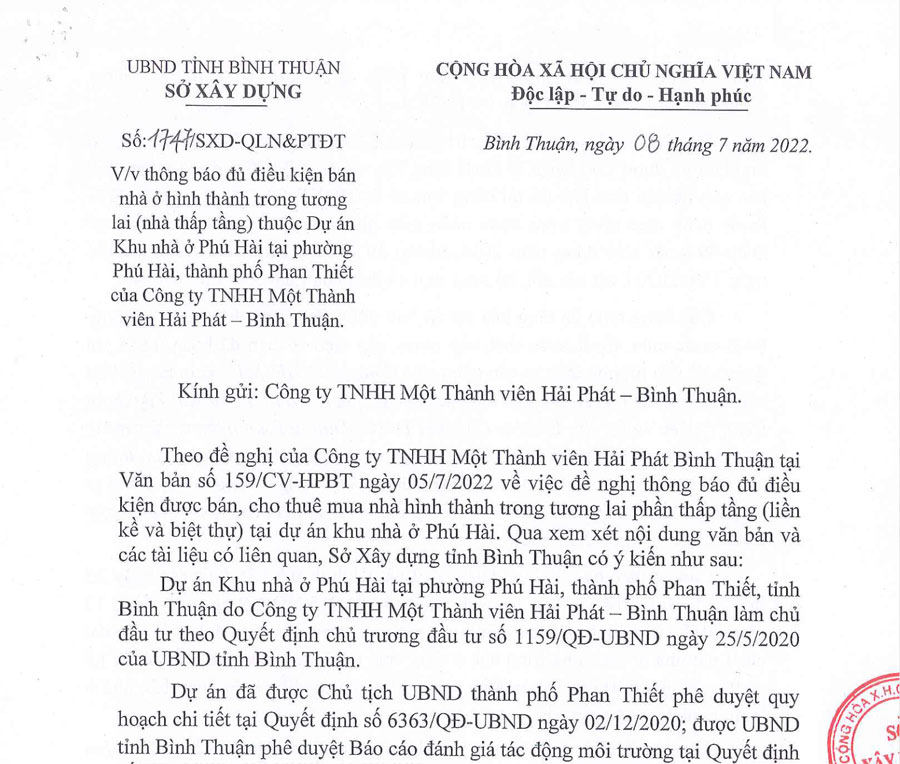 The Seahara Mui Ne thong bao