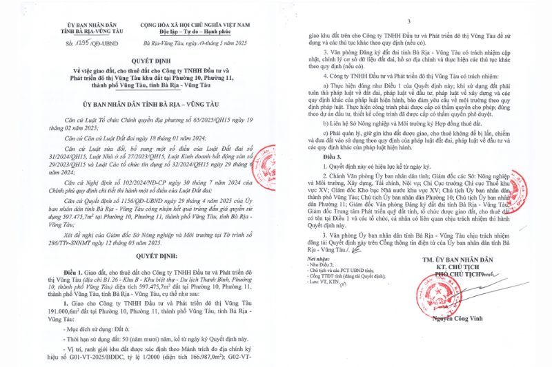 Pháp lý căn hộ Beacon Blanca City Vũng Tàu Quyết định số 1295/QĐ-UBND ngày 12/5/2025