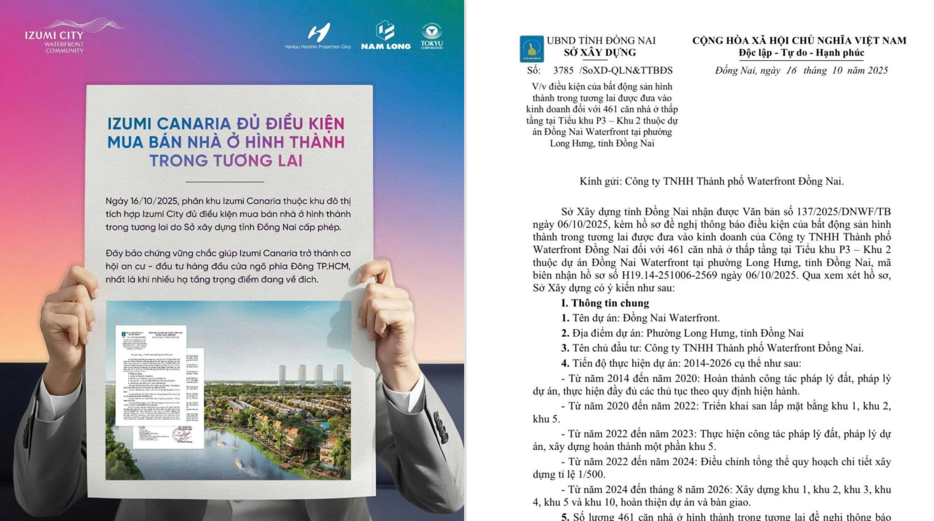 pháp lý izumi canaria đồng nai