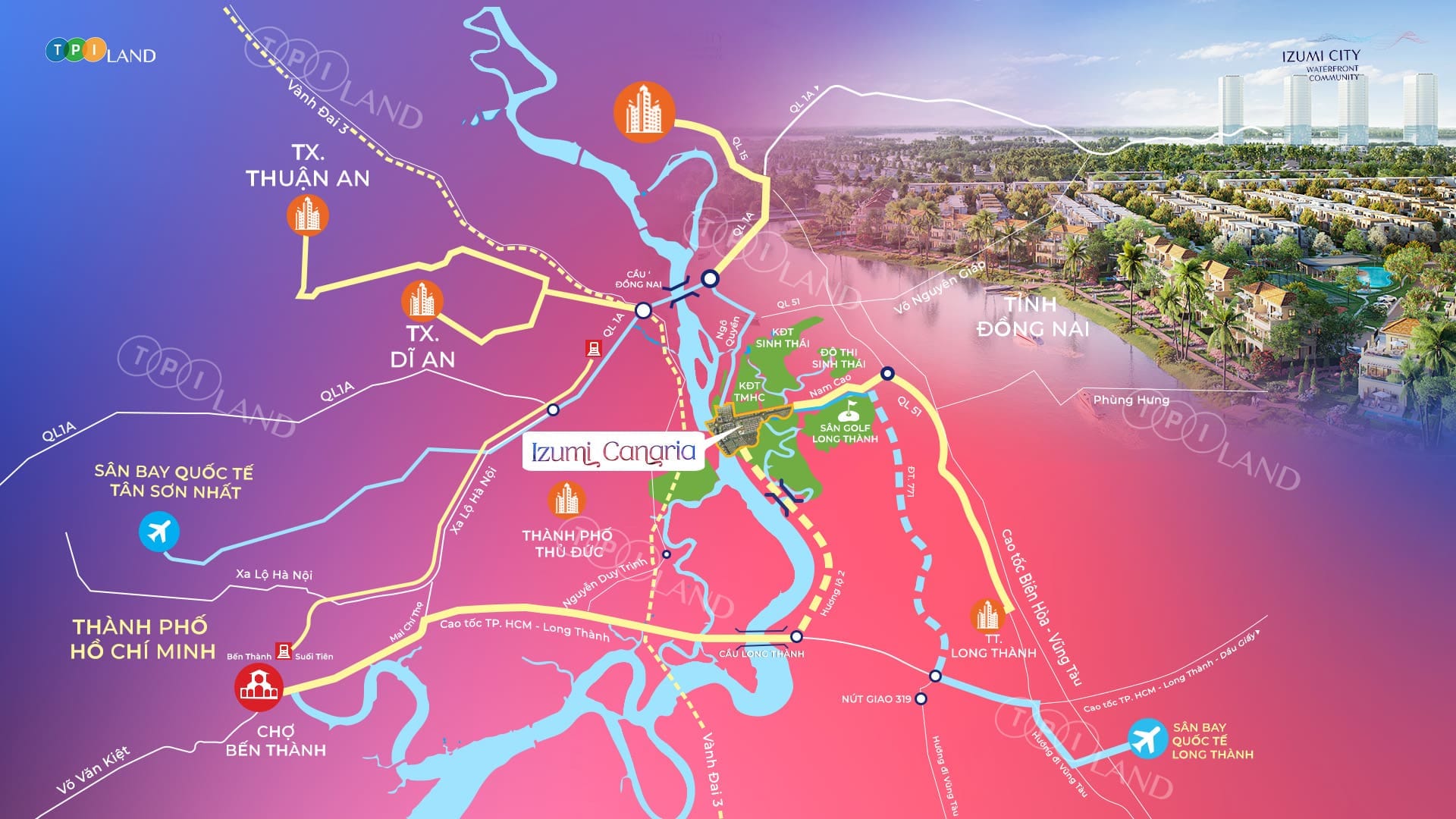 Vị trí kết nối đa hạ tầng Izumi City