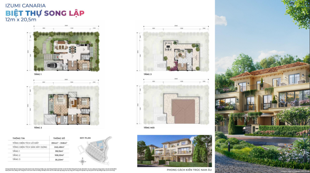 Layout biệt thự Izumi Canaria dòng đơn lập