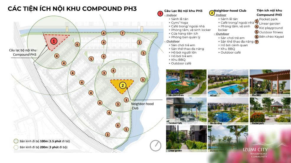 Mô phỏng vị trí tiện ích của phân khu Izumi Canaria