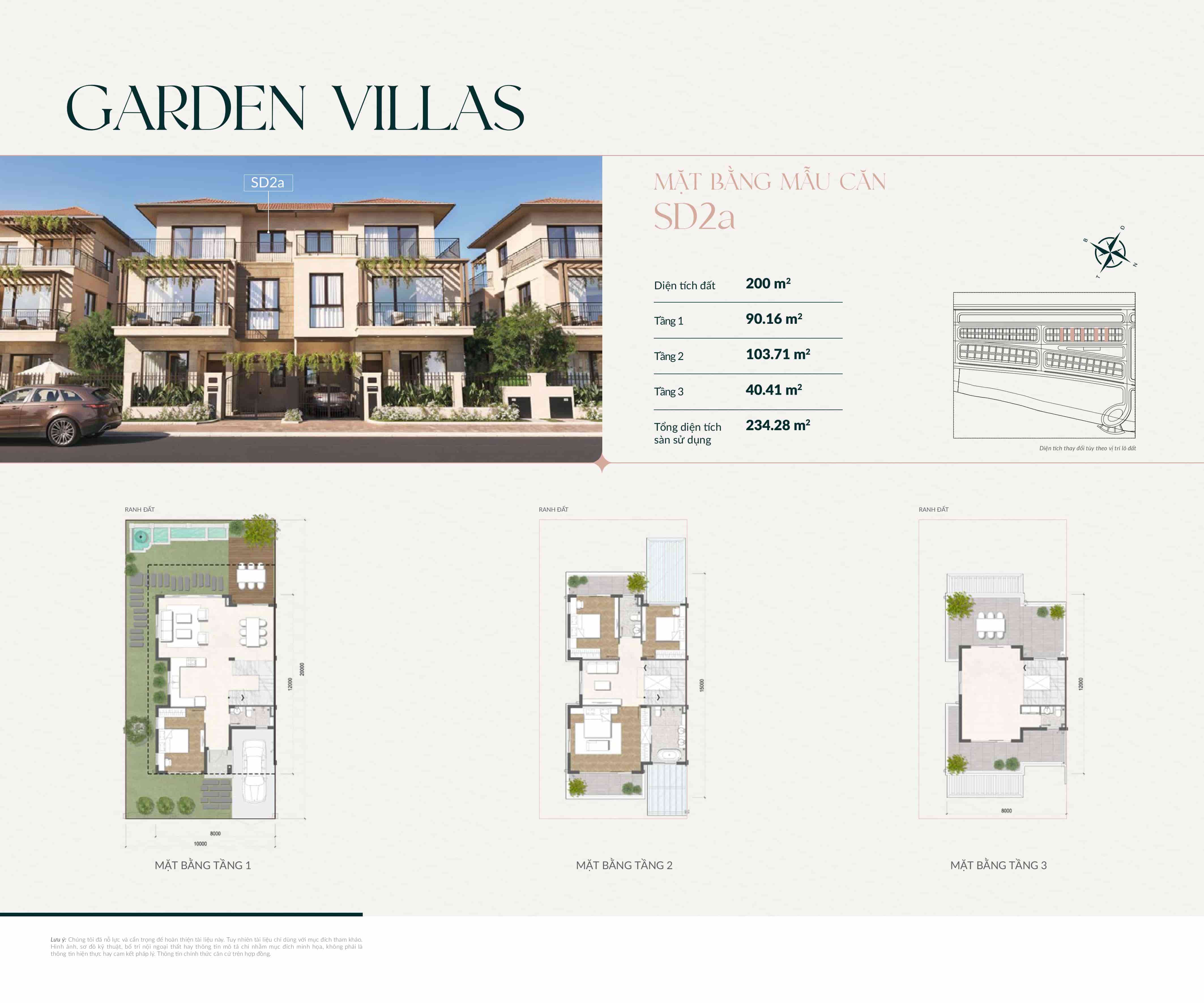 Layout mặt bằng biệt thự Elyse Island dòng Garden Villas