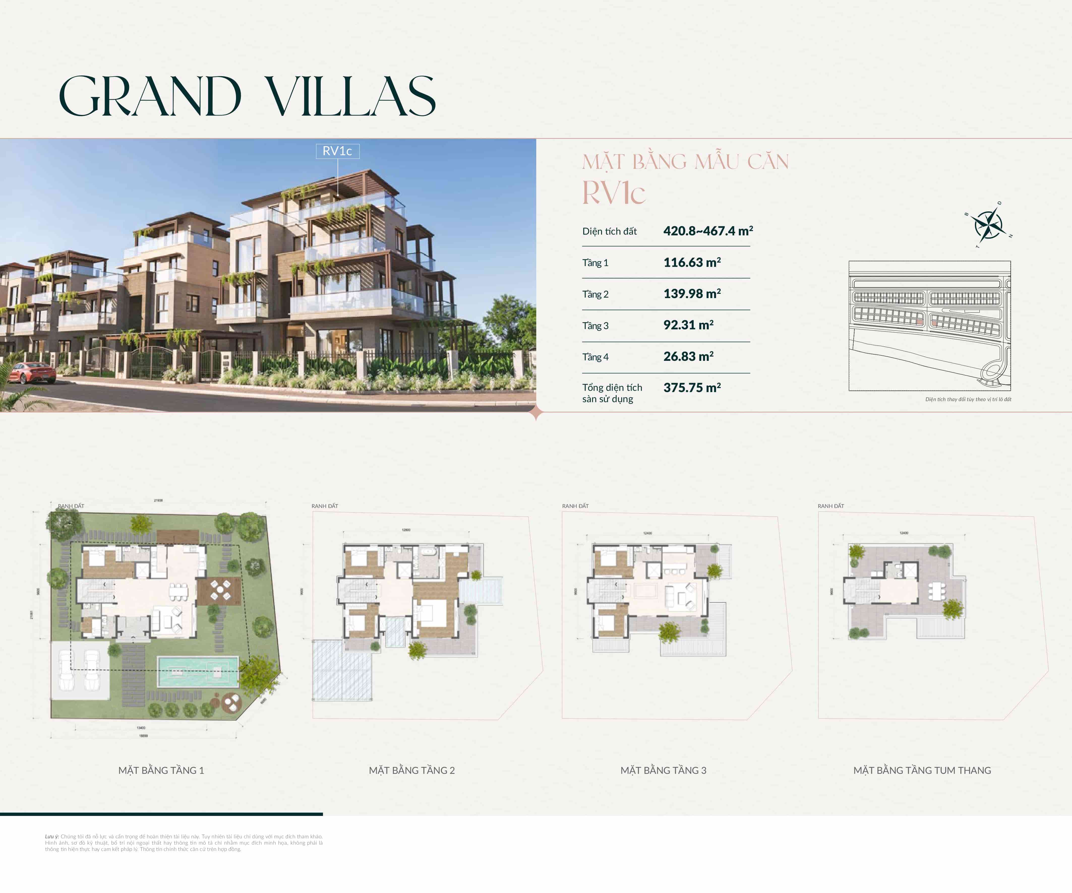 Layout mặt bằng biệt thự Elyse Island dòng Grand Villas