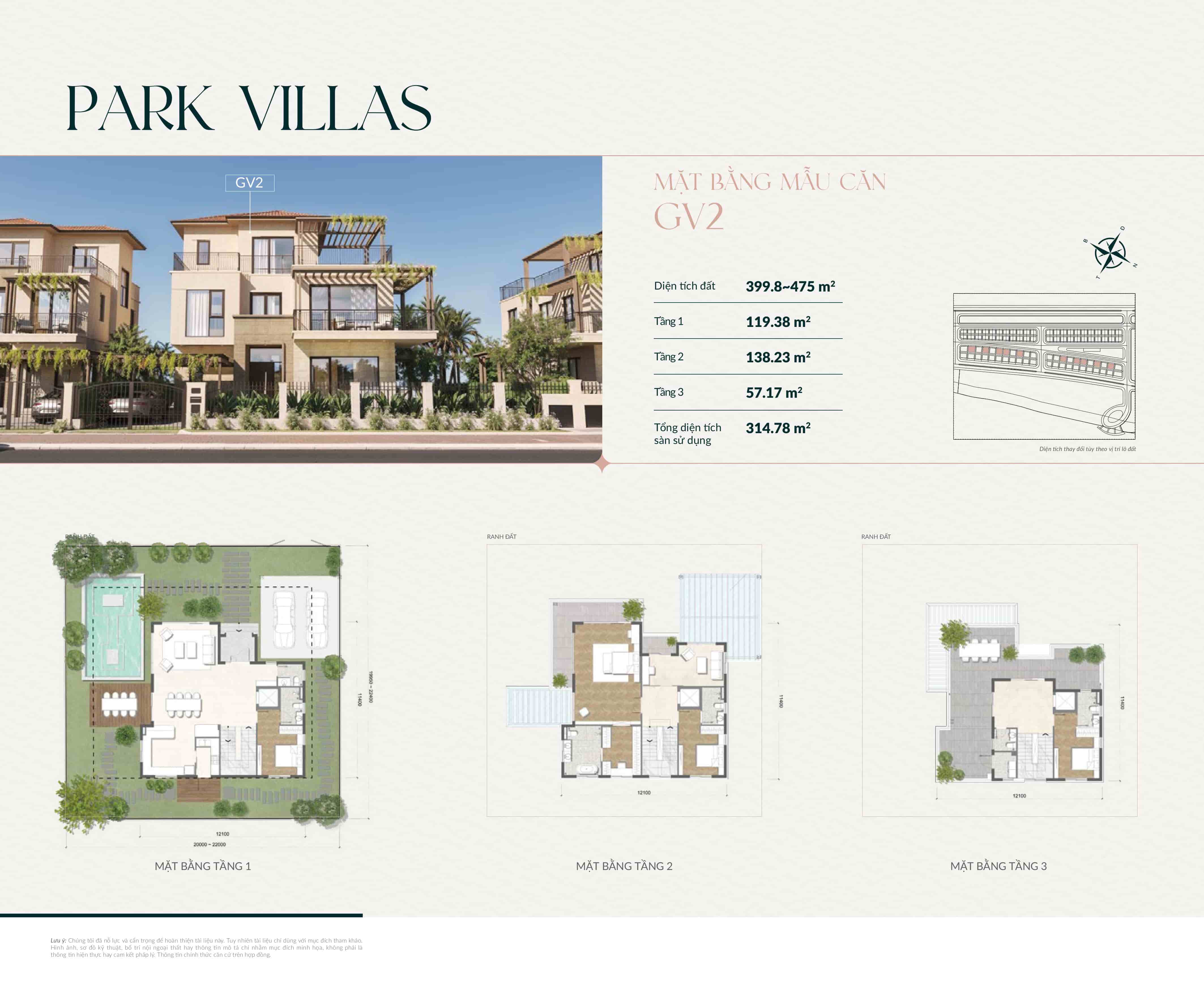 Layout mặt bằng biệt thự Elyse Island dòng Park Villas