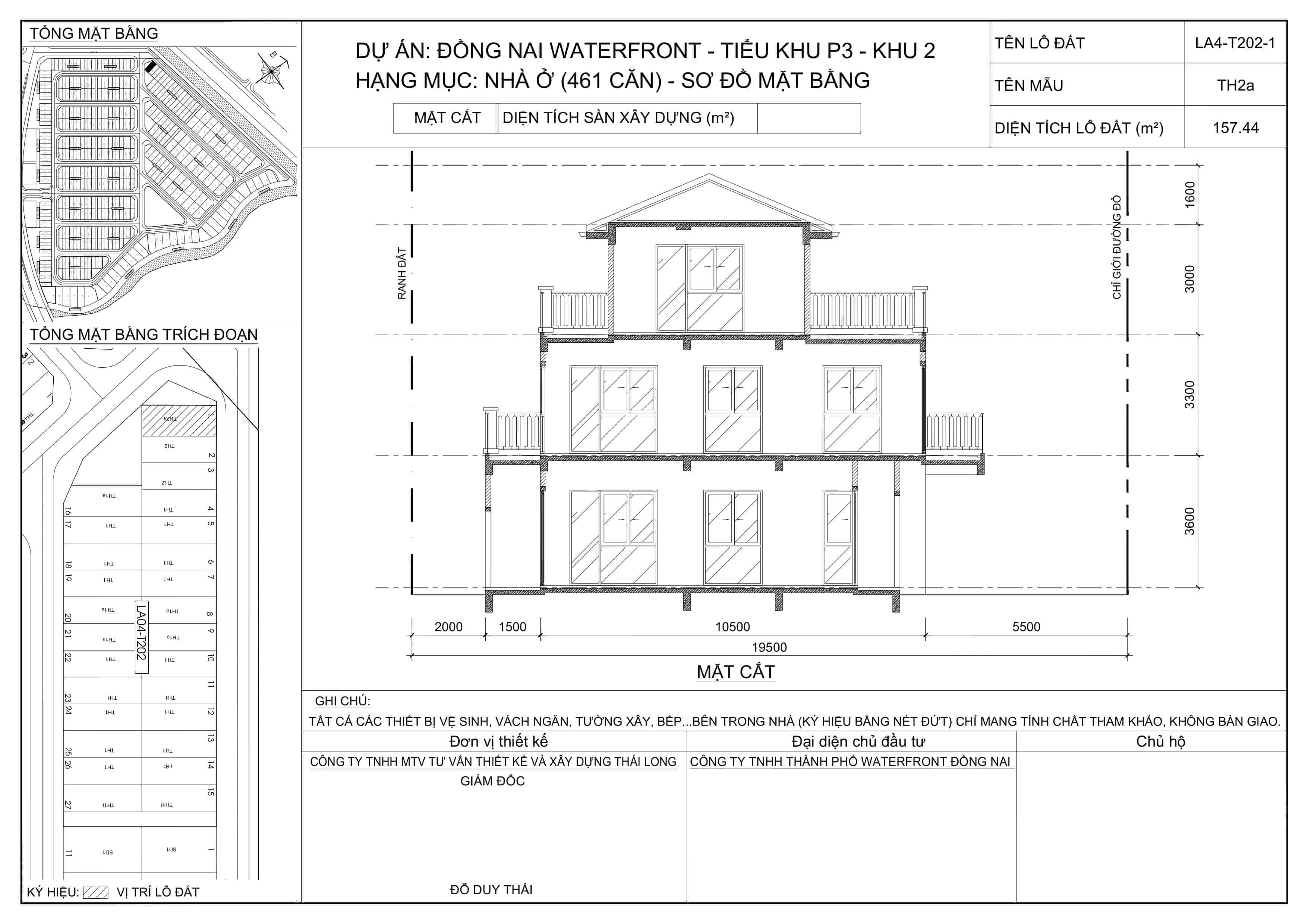 Mặt cắt căn LA4-T202-1 nhà phố vườn Izumi Canaria