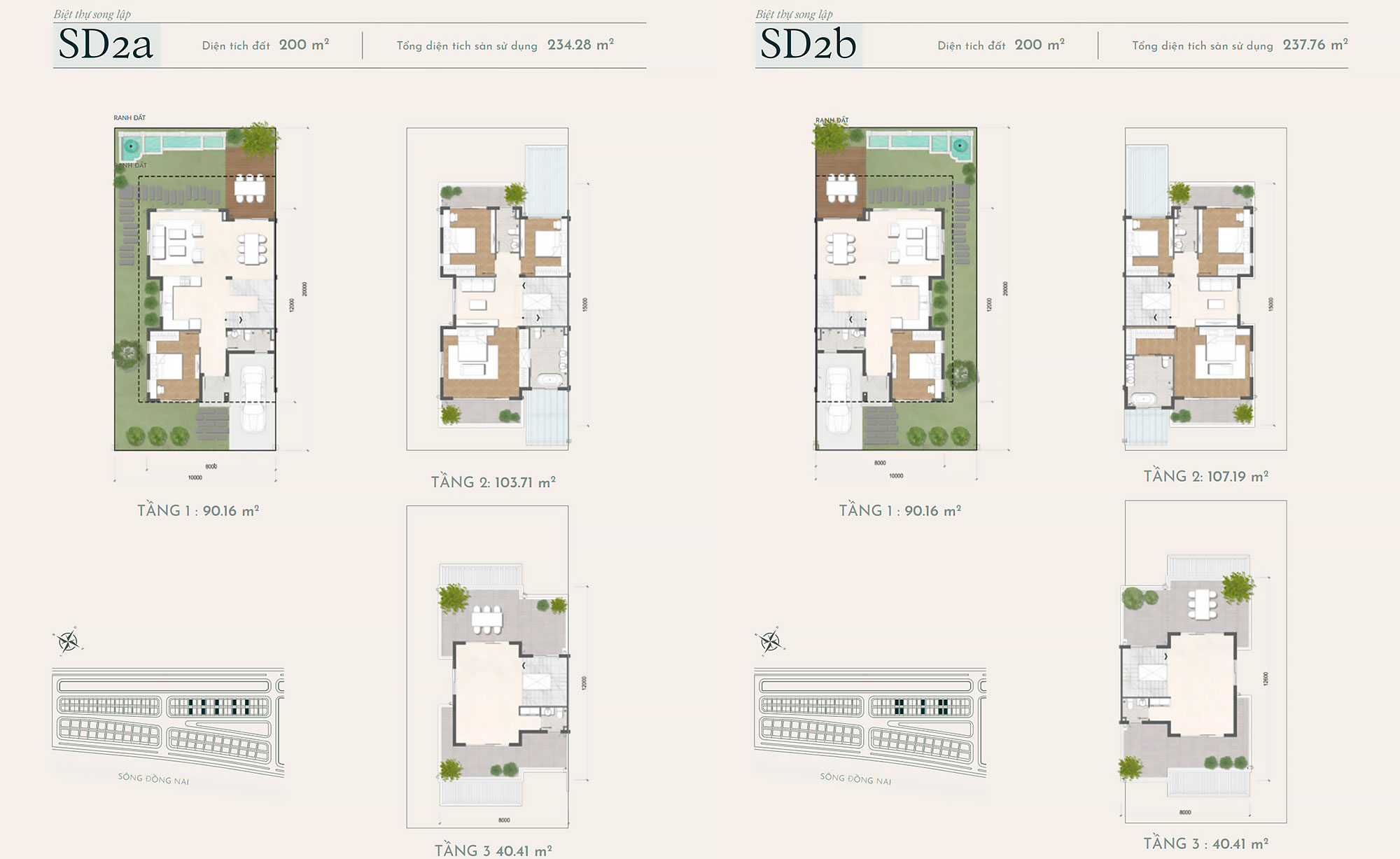 Layout biệt thự đơn lập mã SD2