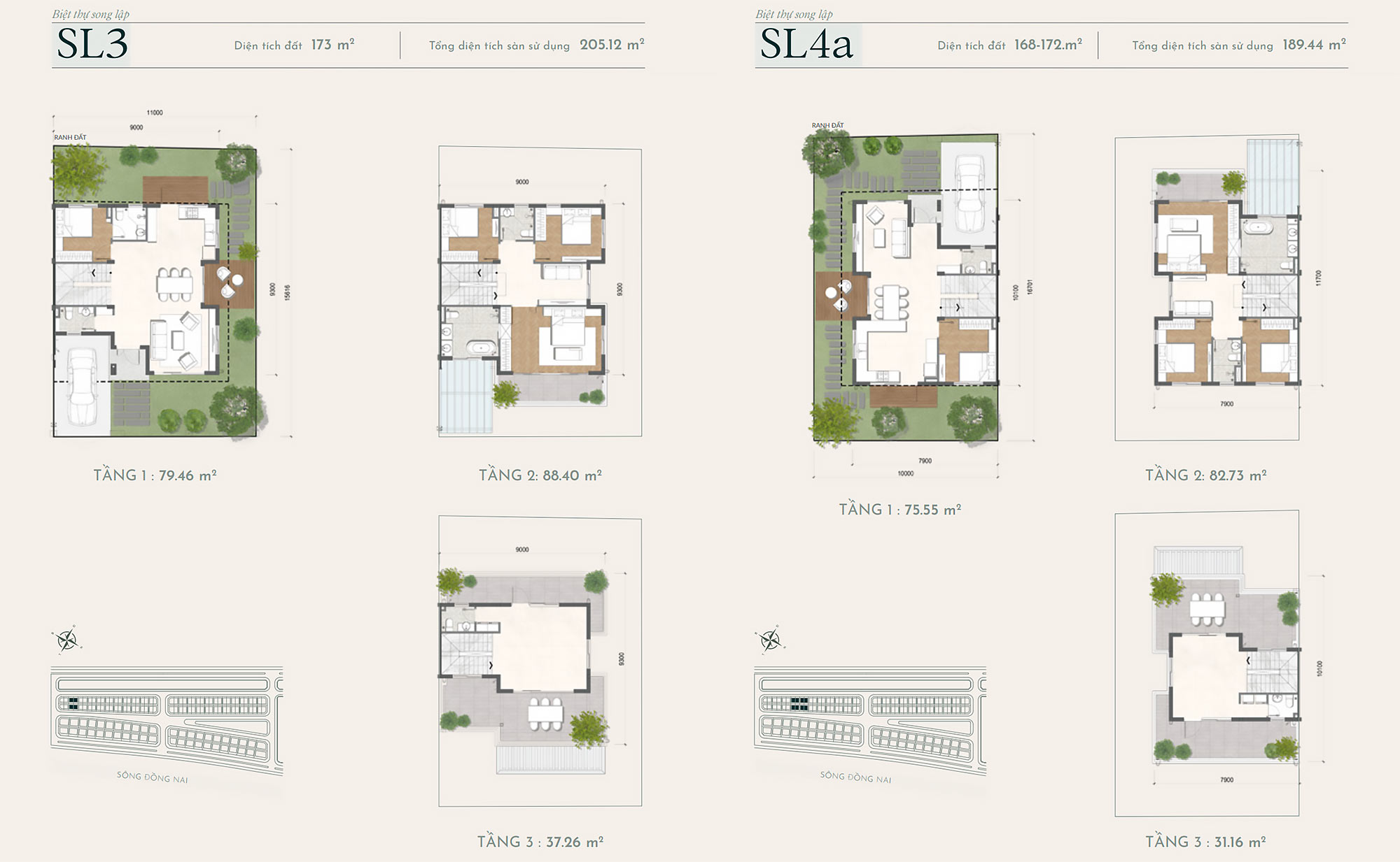 Layout biệt thự đơn lập mã SL4A