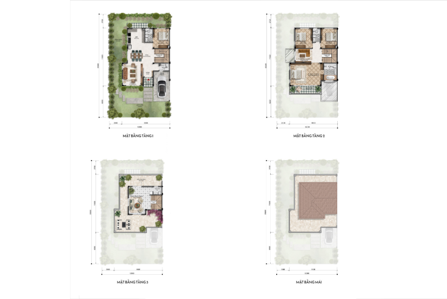 Layout tầng mẫu SD1 biệt thự song lập Izumi City