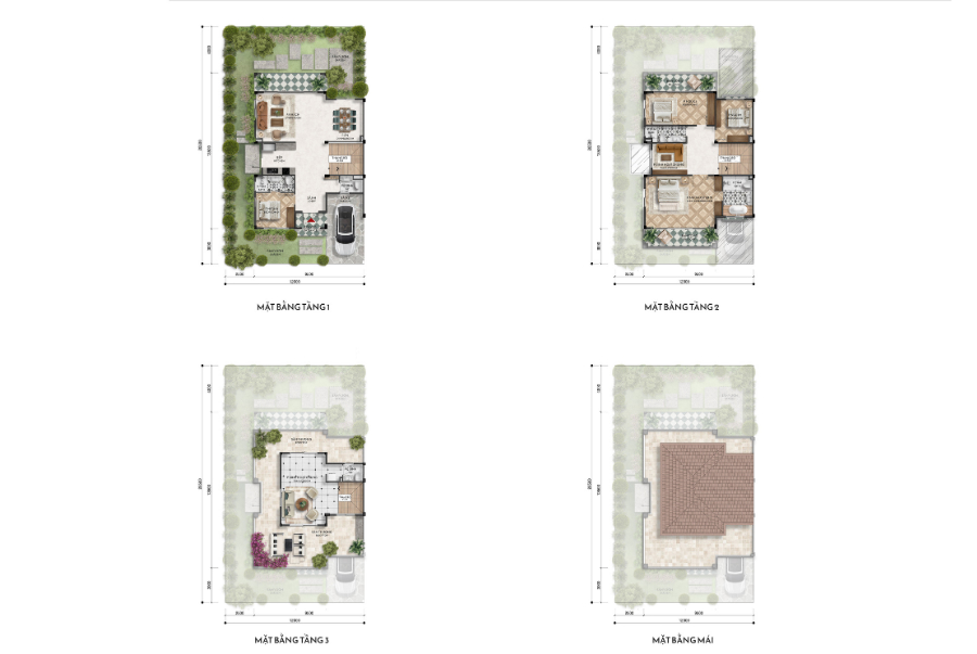 Layout tầng mẫu SD2 biệt thự song lập Izumi City