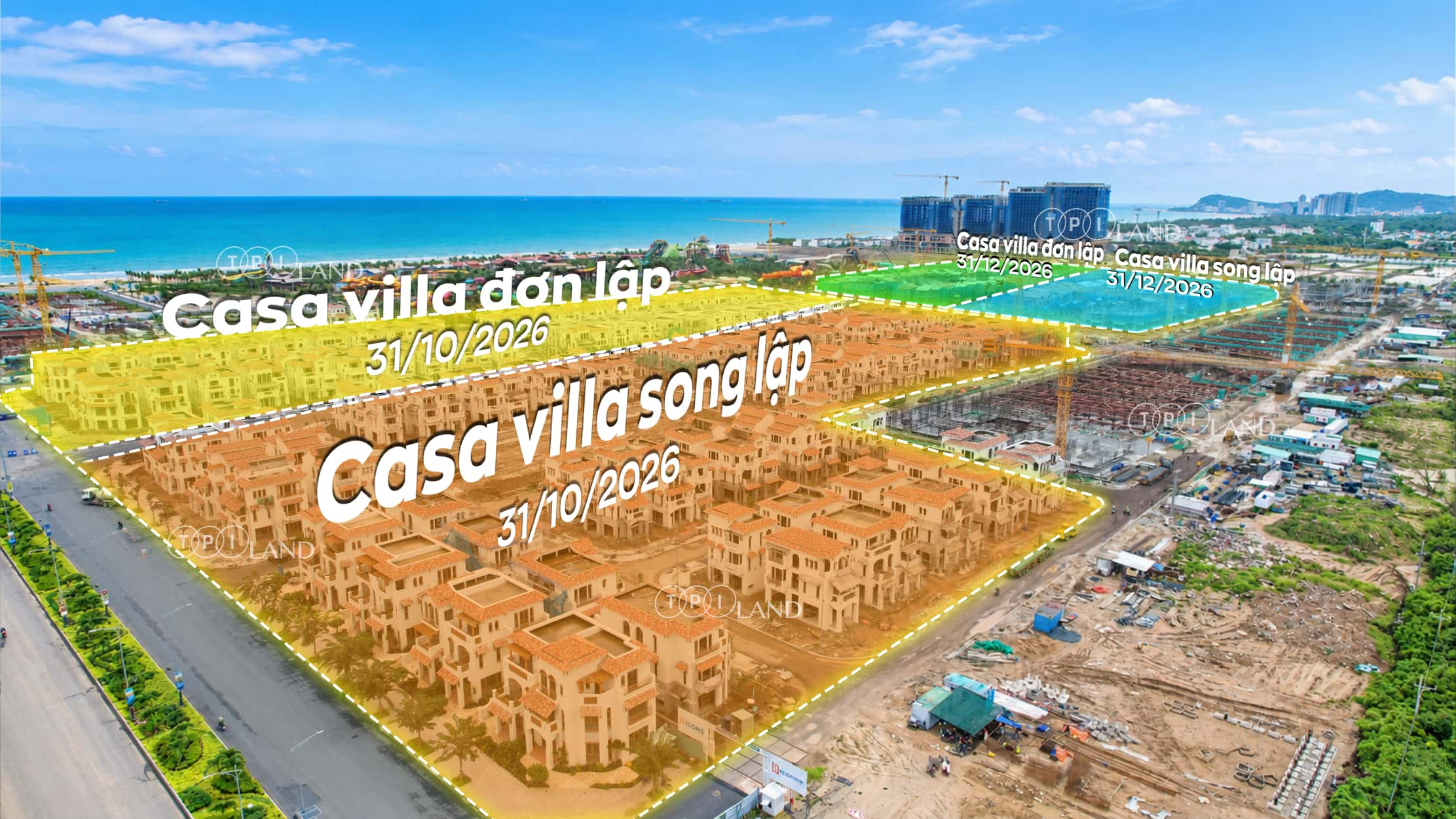 Các cột mốc bàn giao từng phân khu biệt thự Blanca City